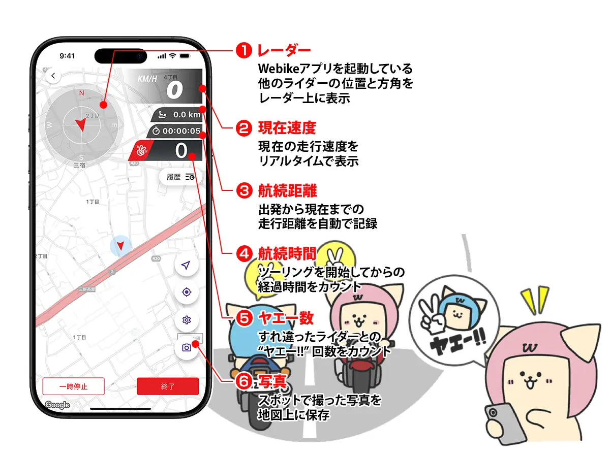 ツーリング記録機能の「オートヤエー」